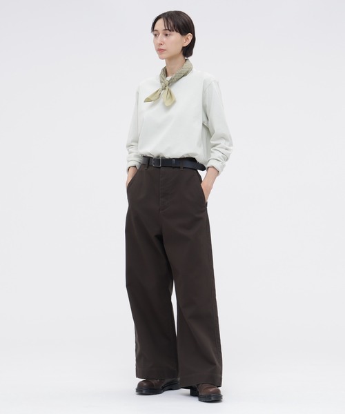 MHL.（エムエイチエル）の「MATTE COTTON JERSEY（Tシャツ/カットソー・レディース・ボルドー/オフホワイト/グレー・2）」の4枚目の写真