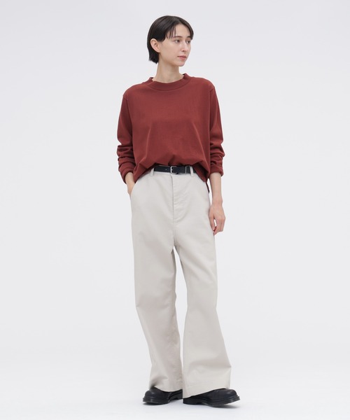 MHL.（エムエイチエル）の「MATTE COTTON JERSEY（Tシャツ/カットソー・レディース・ボルドー/オフホワイト/グレー・2）」の8枚目の写真