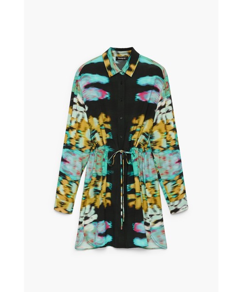 Desigual(デシグアル)の「M.C. Lacroix floral print shirt dress / エムシーラクロワフローラルプリントシャツドレス 結婚式 二次会 フォーマル(ワンピース・レディース・ブラック・S/M/L/XL/XS)」の1枚目の写真