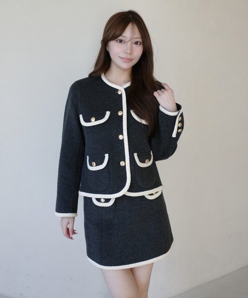 EIMY ISTOIRE(エイミーイストワール)の「EM GOLD BUTTON WOOL COAT(ノーカラージャケット・レディース・キャメル/ブラック/グレー/アイボリー・38/36)」の3枚目の写真