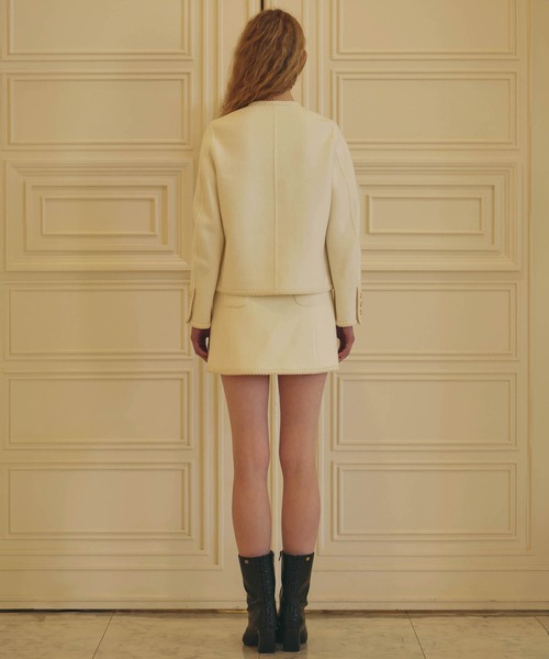 EIMY ISTOIRE(エイミーイストワール)の「EM GOLD BUTTON WOOL COAT(ノーカラージャケット・レディース・キャメル/ブラック/グレー/アイボリー・38/36)」の13枚目の写真