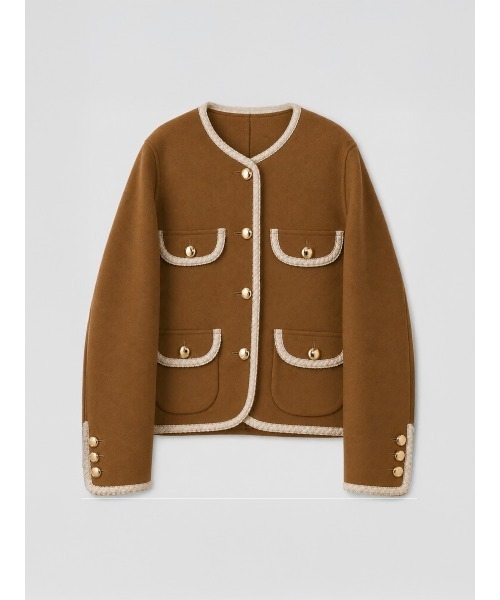 EIMY ISTOIRE(エイミーイストワール)の「EM GOLD BUTTON WOOL COAT(ノーカラージャケット・レディース・キャメル/ブラック/グレー/アイボリー・38/36)」の5枚目の写真