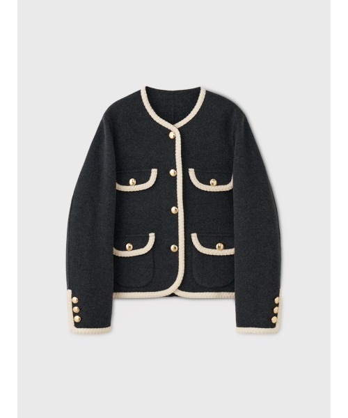 EIMY ISTOIRE(エイミーイストワール)の「EM GOLD BUTTON WOOL COAT(ノーカラージャケット・レディース・キャメル/ブラック/グレー/アイボリー・38/36)」の18枚目の写真