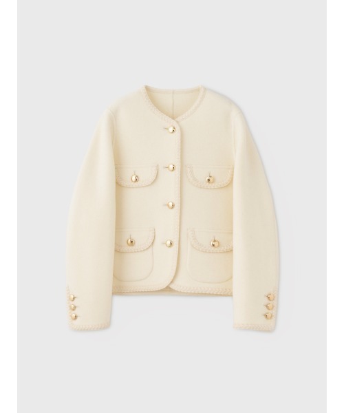 EIMY ISTOIRE(エイミーイストワール)の「EM GOLD BUTTON WOOL COAT(ノーカラージャケット・レディース・キャメル/ブラック/グレー/アイボリー・38/36)」の6枚目の写真