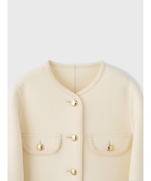 EIMY ISTOIRE(エイミーイストワール)の「EM GOLD BUTTON WOOL COAT(ノーカラージャケット・レディース・キャメル/ブラック/グレー/アイボリー・38/36)」の8枚目の写真