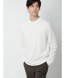 オフィT/Tシャツ/長袖/ウォッシャブル/プレーティング天竺/無地