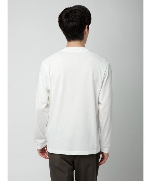 SUIT SQUARE(スーツスクエア)の「オフィT/Tシャツ/長袖/ウォッシャブル/プレーティング天竺/無地(Tシャツ/カットソー・メンズ・ホワイト/ネイビー・SMALL/XX-LARGE/X-LARGE/LARGE/MEDIUM)」の5枚目の写真