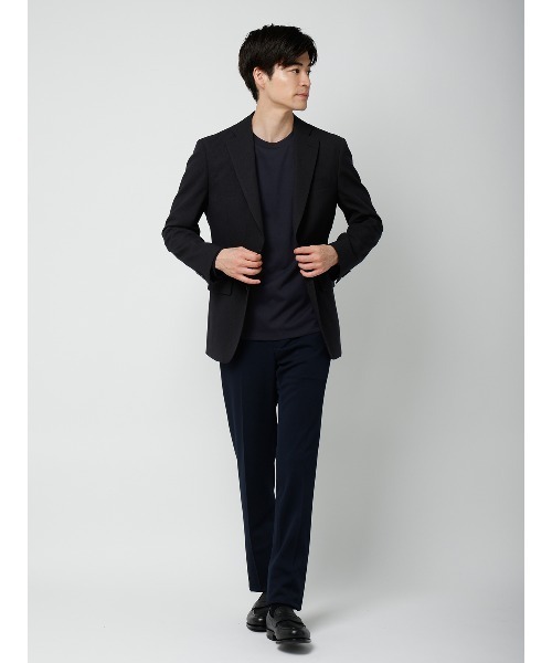 SUIT SQUARE(スーツスクエア)の「オフィT/Tシャツ/長袖/ウォッシャブル/プレーティング天竺/無地(Tシャツ/カットソー・メンズ・ホワイト/ネイビー・SMALL/XX-LARGE/X-LARGE/LARGE/MEDIUM)」の20枚目の写真