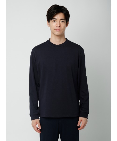 SUIT SQUARE(スーツスクエア)の「オフィT/Tシャツ/長袖/ウォッシャブル/プレーティング天竺/無地(Tシャツ/カットソー・メンズ・ホワイト/ネイビー・SMALL/XX-LARGE/X-LARGE/LARGE/MEDIUM)」の12枚目の写真
