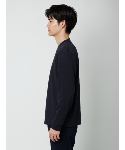 SUIT SQUARE(スーツスクエア)の「オフィT/Tシャツ/長袖/ウォッシャブル/プレーティング天竺/無地(Tシャツ/カットソー・メンズ・ホワイト/ネイビー・SMALL/XX-LARGE/X-LARGE/LARGE/MEDIUM)」の13枚目の写真