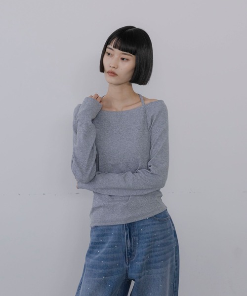LOWRYS FARM（ローリーズファーム）の「スクエアカップツキＬＳ　1067150（Tシャツ/カットソー・レディース・グレー/ホワイト/ブラック・FREE）」の4枚目の写真