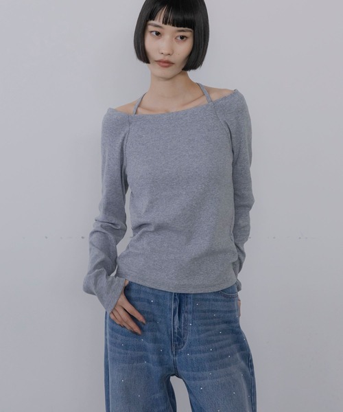 LOWRYS FARM（ローリーズファーム）の「スクエアカップツキＬＳ　1067150（Tシャツ/カットソー・レディース・グレー/ホワイト/ブラック・FREE）」の5枚目の写真