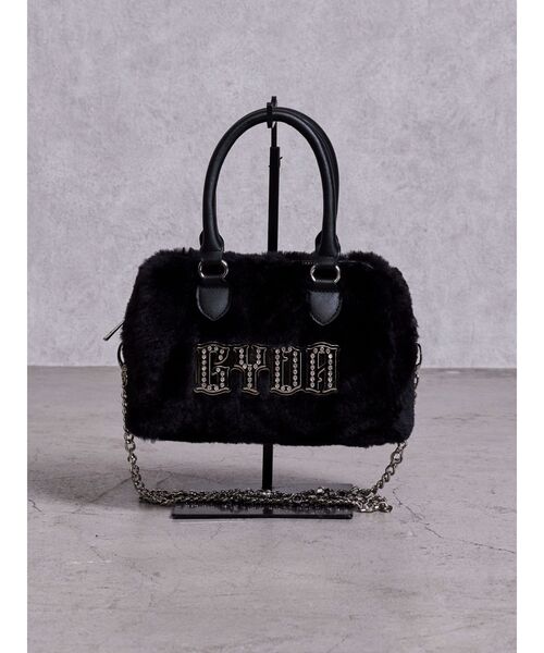 GYDA(ジェイダ)の「GYDA bijouプレートフェイクファーBAG(ハンドバッグ・レディース・ピンク/オフホワイト/ブラック・FREE)」の2枚目の写真