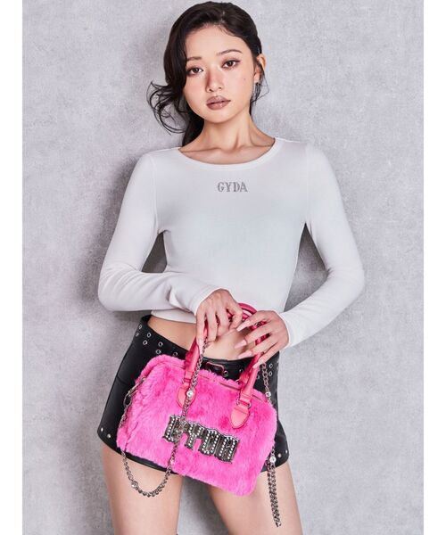 GYDA(ジェイダ)の「GYDA bijouプレートフェイクファーBAG(ハンドバッグ・レディース・ピンク/オフホワイト/ブラック・FREE)」の13枚目の写真