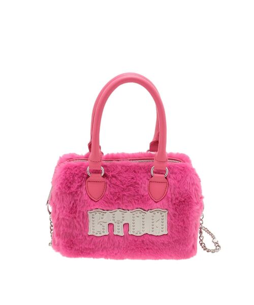 GYDA(ジェイダ)の「GYDA bijouプレートフェイクファーBAG(ハンドバッグ・レディース・ピンク/オフホワイト/ブラック・FREE)」の5枚目の写真