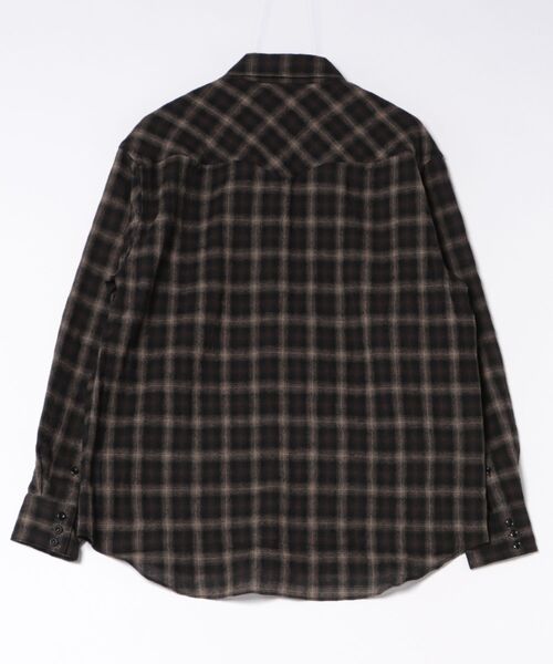 LIDNM(リドム)の「Wool Plaid Western Shirt(シャツ/ブラウス・メンズ・ダークブラウン・S/M/L)」の2枚目の写真