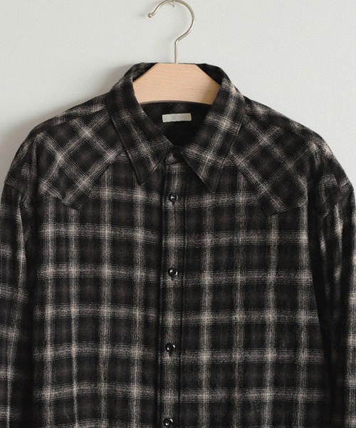 LIDNM(リドム)の「Wool Plaid Western Shirt(シャツ/ブラウス・メンズ・ダークブラウン・S/M/L)」の11枚目の写真