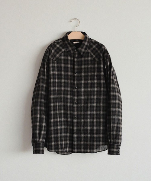 LIDNM(リドム)の「Wool Plaid Western Shirt(シャツ/ブラウス・メンズ・ダークブラウン・S/M/L)」の9枚目の写真