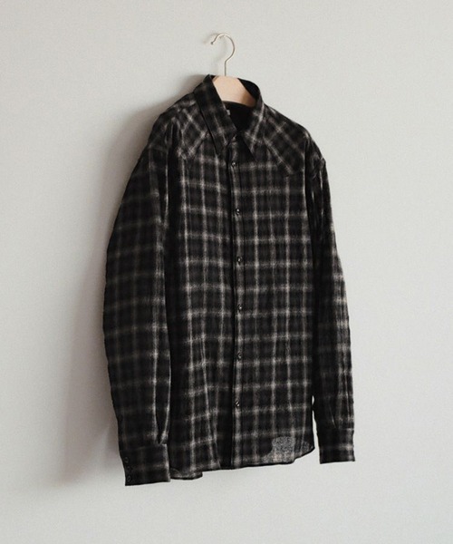 LIDNM(リドム)の「Wool Plaid Western Shirt(シャツ/ブラウス・メンズ・ダークブラウン・S/M/L)」の10枚目の写真