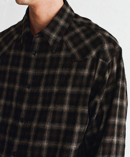 LIDNM(リドム)の「Wool Plaid Western Shirt(シャツ/ブラウス・メンズ・ダークブラウン・S/M/L)」の5枚目の写真