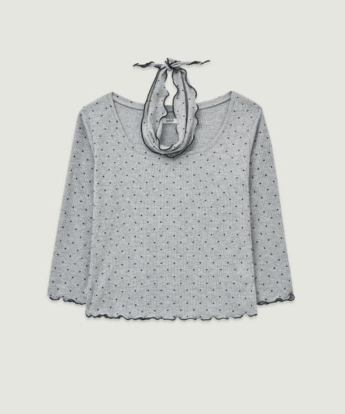 LMOOD WOMEN(エルムード ウーマン)の「ドーリー 七分袖 ドット Tシャツ メランジグレー(ニット/セーター・レディース・その他・36/38)」の2枚目の写真
