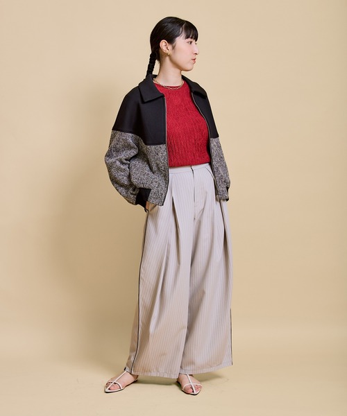 LHELBIE(レルビエ)の「ダンボールミックスツイードブルゾン(ブルゾン・レディース・ブラック系1/グレー/ブラック・M)」の12枚目の写真