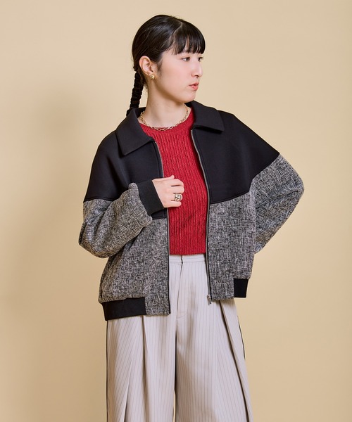 LHELBIE(レルビエ)の「ダンボールミックスツイードブルゾン(ブルゾン・レディース・ブラック系1/グレー/ブラック・M)」の19枚目の写真