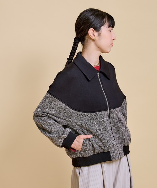 LHELBIE(レルビエ)の「ダンボールミックスツイードブルゾン(ブルゾン・レディース・ブラック系1/グレー/ブラック・M)」の21枚目の写真