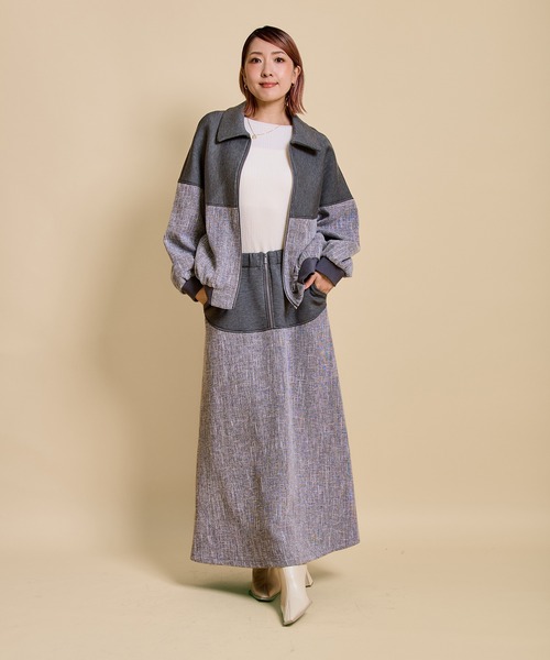 LHELBIE(レルビエ)の「ダンボールミックスツイードブルゾン(ブルゾン・レディース・ブラック系1/グレー/ブラック・M)」の4枚目の写真
