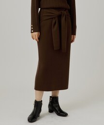 【毛玉軽減】フェイクレイヤードニットスカート