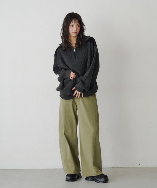 Kastane(カスタネ)の「【9.19(土)0:00発売】ハーフジップパッチニット(ニット/セーター・レディース・グレー/ブラウン/アイボリー・FREE)」の15枚目の写真