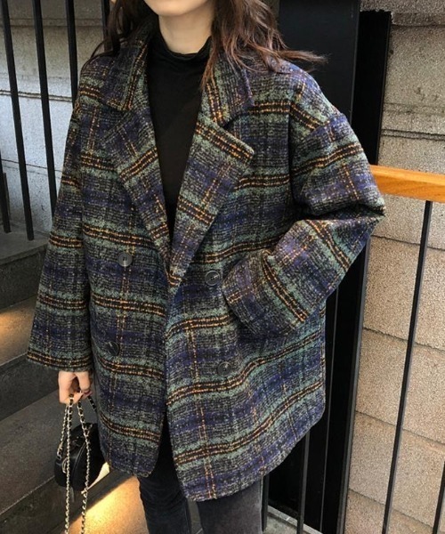 FAVORITO(ファヴォリート)の「チェック柄ツイードコート(その他アウター・レディース・グリーン/ブラウン・F)」の13枚目の写真
