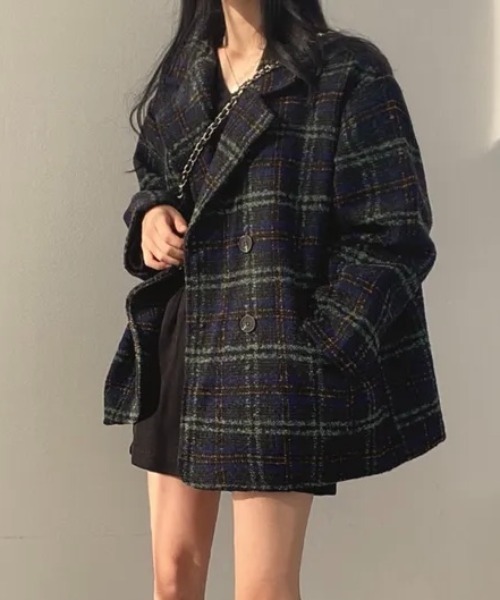 FAVORITO(ファヴォリート)の「チェック柄ツイードコート(その他アウター・レディース・グリーン/ブラウン・F)」の14枚目の写真