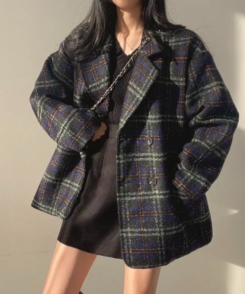 FAVORITO(ファヴォリート)の「チェック柄ツイードコート(その他アウター・レディース・グリーン/ブラウン・F)」の16枚目の写真
