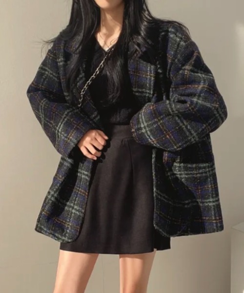 FAVORITO(ファヴォリート)の「チェック柄ツイードコート(その他アウター・レディース・グリーン/ブラウン・F)」の18枚目の写真