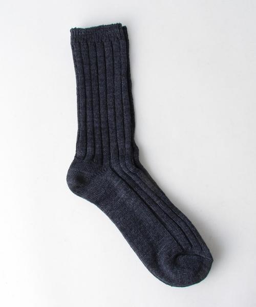 green label relaxing（グリーンレーベルリラクシング）の「CB インディゴリブソックス◆（ソックス/靴下・レディース・オフホワイト/ネイビー・FREE）」の3枚目の写真