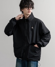 LOGOS ロゴス オーバーサイズ撥水裏タフタワンポイントロゴスタンドネックナイロンブルゾン