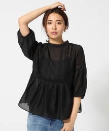 GLOBAL WORK | コットンシルクボリュームスリーブブラウス6分袖/717395(シャツ/ブラウス)