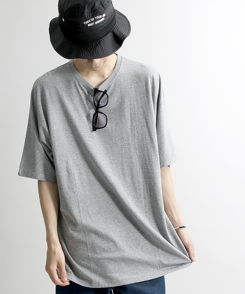 WEGO（ウィゴー）の「WEGO/ルーズシルエットTシャツ（Tシャツ/カットソー・メンズ・杢グレー/ホワイト/ブラック/ターコイズブルー・MEDIUM/LARGE）」の3枚目の写真