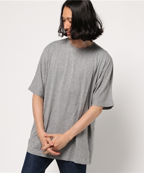 WEGO（ウィゴー）の「WEGO/ルーズシルエットTシャツ（Tシャツ/カットソー・メンズ・杢グレー/ホワイト/ブラック/ターコイズブルー・MEDIUM/LARGE）」の12枚目の写真