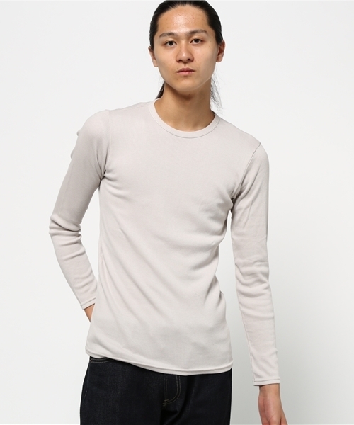 GREEN BOWL（グリーンボウル）の「GREEN BOWL Rib T-shirts/グリーンボウルリブTシャツ（Tシャツ/カットソー・メンズ・杢グレー/グレイッシュブルー/ライトイエロー/ライトカーキ/サーモンピンク/ワインレッド/グレイッシュベージュ/サックスブルー/ライトピンク/ベージュ/ダークベージュ/ロイヤルブルー/イエロー/ブラック/アイボリー/ネイビー/ダークグリーン/オフホワイト・38/40）」の6枚目の写真