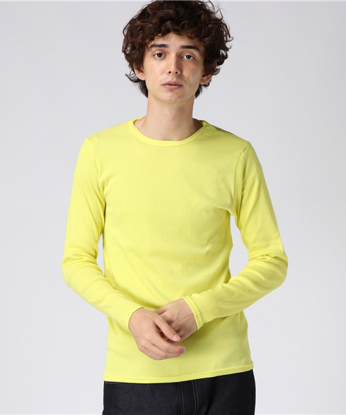 GREEN BOWL（グリーンボウル）の「GREEN BOWL Rib T-shirts/グリーンボウルリブTシャツ（Tシャツ/カットソー・メンズ・杢グレー/グレイッシュブルー/ライトイエロー/ライトカーキ/サーモンピンク/ワインレッド/グレイッシュベージュ/サックスブルー/ライトピンク/ベージュ/ダークベージュ/ロイヤルブルー/イエロー/ブラック/アイボリー/ネイビー/ダークグリーン/オフホワイト・38/40）」の14枚目の写真