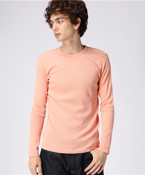 GREEN BOWL（グリーンボウル）の「GREEN BOWL Rib T-shirts/グリーンボウルリブTシャツ（Tシャツ/カットソー・メンズ・杢グレー/グレイッシュブルー/ライトイエロー/ライトカーキ/サーモンピンク/ワインレッド/グレイッシュベージュ/サックスブルー/ライトピンク/ベージュ/ダークベージュ/ロイヤルブルー/イエロー/ブラック/アイボリー/ネイビー/ダークグリーン/オフホワイト・38/40）」の17枚目の写真