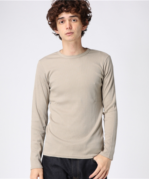 GREEN BOWL（グリーンボウル）の「GREEN BOWL Rib T-shirts/グリーンボウルリブTシャツ（Tシャツ/カットソー・メンズ・杢グレー/グレイッシュブルー/ライトイエロー/ライトカーキ/サーモンピンク/ワインレッド/グレイッシュベージュ/サックスブルー/ライトピンク/ベージュ/ダークベージュ/ロイヤルブルー/イエロー/ブラック/アイボリー/ネイビー/ダークグリーン/オフホワイト・38/40）」の7枚目の写真