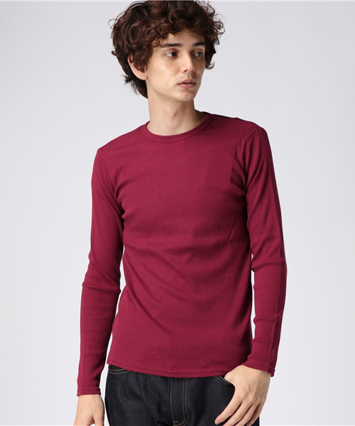 GREEN BOWL（グリーンボウル）の「GREEN BOWL Rib T-shirts/グリーンボウルリブTシャツ（Tシャツ/カットソー・メンズ・杢グレー/グレイッシュブルー/ライトイエロー/ライトカーキ/サーモンピンク/ワインレッド/グレイッシュベージュ/サックスブルー/ライトピンク/ベージュ/ダークベージュ/ロイヤルブルー/イエロー/ブラック/アイボリー/ネイビー/ダークグリーン/オフホワイト・38/40）」の18枚目の写真