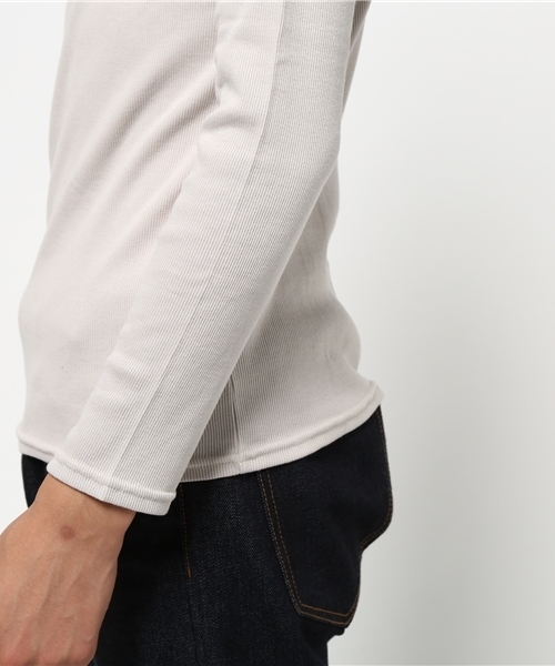 GREEN BOWL（グリーンボウル）の「GREEN BOWL Rib T-shirts/グリーンボウルリブTシャツ（Tシャツ/カットソー・メンズ・杢グレー/グレイッシュブルー/ライトイエロー/ライトカーキ/サーモンピンク/ワインレッド/グレイッシュベージュ/サックスブルー/ライトピンク/ベージュ/ダークベージュ/ロイヤルブルー/イエロー/ブラック/アイボリー/ネイビー/ダークグリーン/オフホワイト・38/40）」の21枚目の写真