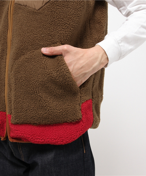 ALDIES（アールディーズ）の「Festival Boa VT ジップアップ ボアベスト（ベスト・メンズ・ブラウン/グリーン/ベージュ/マルチ・SMALL/LARGE/MEDIUM）」の12枚目の写真