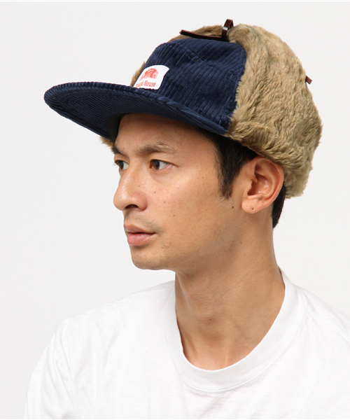 ROUND HOUSE（ラウンドハウス）の「ROUND HOUSE THICK CORDUROY FUR CAP（キャップ・メンズ・オフホワイト/ネイビー/ブラック/オリーブ・FREE）」の4枚目の写真