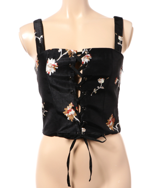 SLY（スライ）の「PARIS DAISY LACE UPビスチェ（キャミソール・レディース・ダークグリーン/ブラック・2/1）」の12枚目の写真