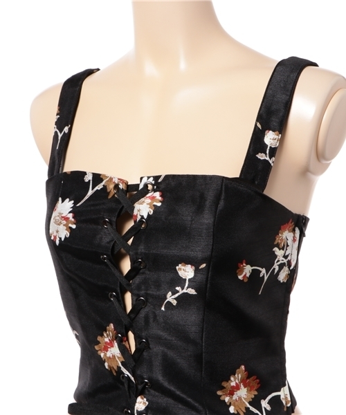 SLY（スライ）の「PARIS DAISY LACE UPビスチェ（キャミソール・レディース・ダークグリーン/ブラック・2/1）」の4枚目の写真